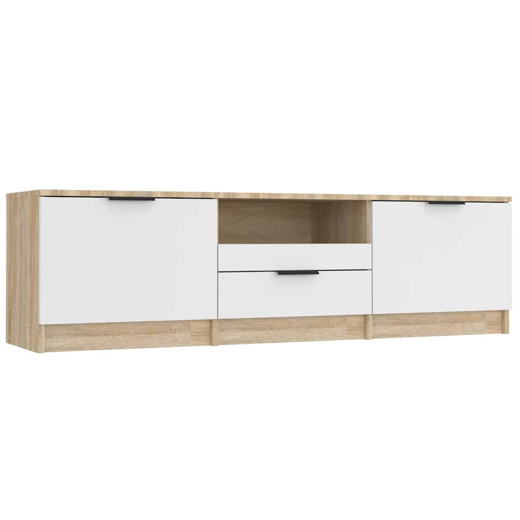 Έπιπλο Τηλεόρασης Λευκό/Sonoma Δρυς 140x35x40 εκ. Επεξεργ. Ξύλο