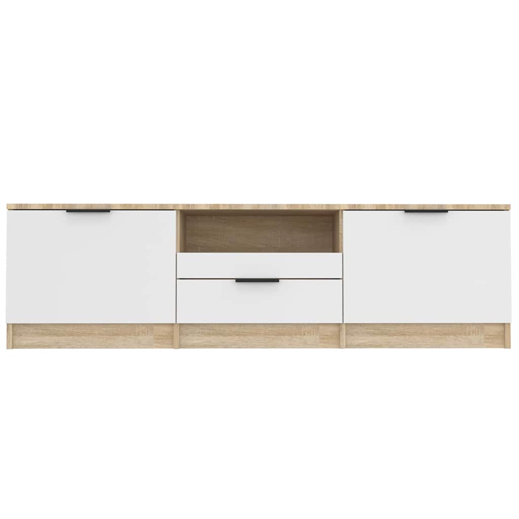 Έπιπλο Τηλεόρασης Λευκό/Sonoma Δρυς 140x35x40 εκ. Επεξεργ. Ξύλο