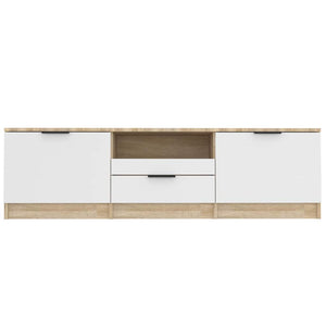 Έπιπλο Τηλεόρασης Λευκό/Sonoma Δρυς 140x35x40 εκ. Επεξεργ. Ξύλο