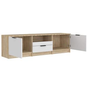 Έπιπλο Τηλεόρασης Λευκό/Sonoma Δρυς 140x35x40 εκ. Επεξεργ. Ξύλο