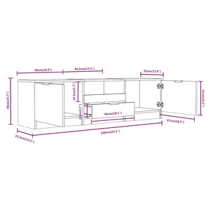 Έπιπλο Τηλεόρασης Λευκό/Sonoma Δρυς 140x35x40 εκ. Επεξεργ. Ξύλο