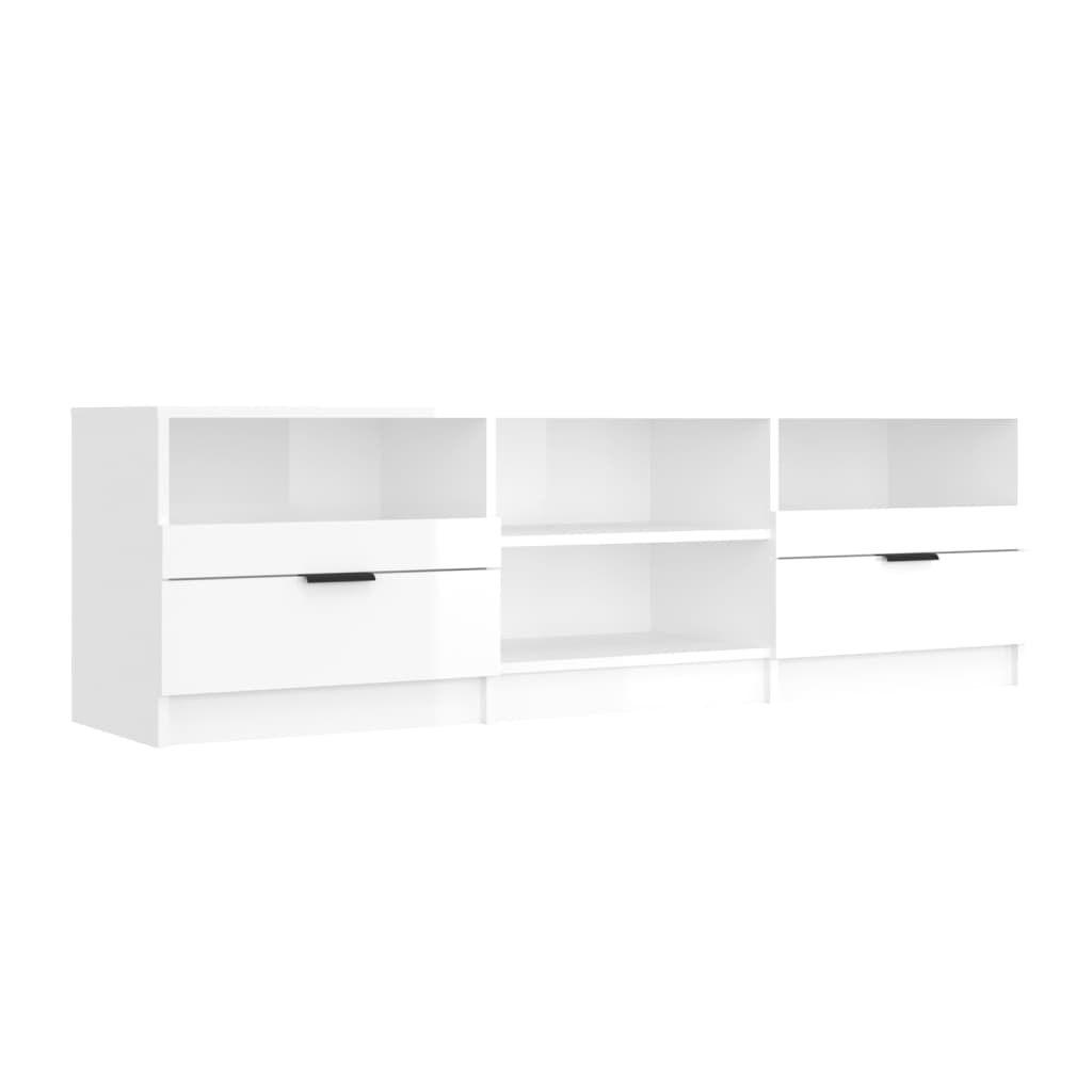 Έπιπλο Τηλεόρασης Γυαλ. Λευκό 150x33,5x45 εκ. από Επεξεργ. Ξύλο