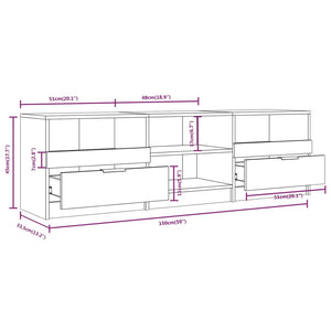 Έπιπλο Τηλεόρασης Γυαλ. Λευκό 150x33,5x45 εκ. από Επεξεργ. Ξύλο