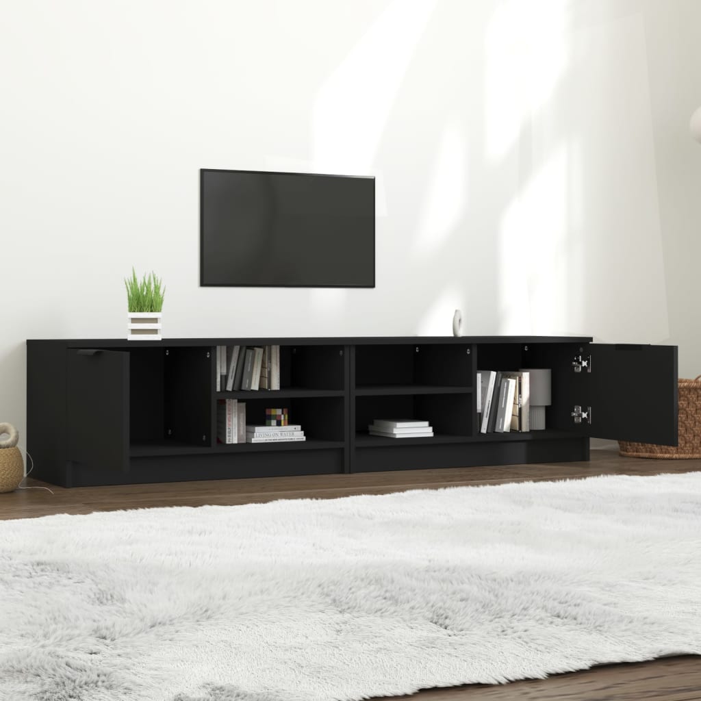 Έπιπλα Τηλεόρασης 2 τεμ. Μαύρα 80 x 35 x 36,5 εκ. Επεξεργ. Ξύλο