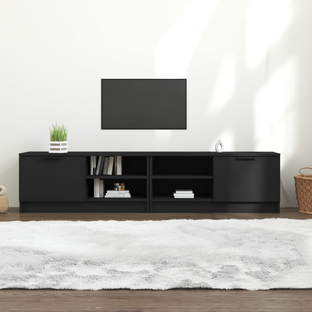 Έπιπλα Τηλεόρασης 2 τεμ. Μαύρα 80 x 35 x 36,5 εκ. Επεξεργ. Ξύλο