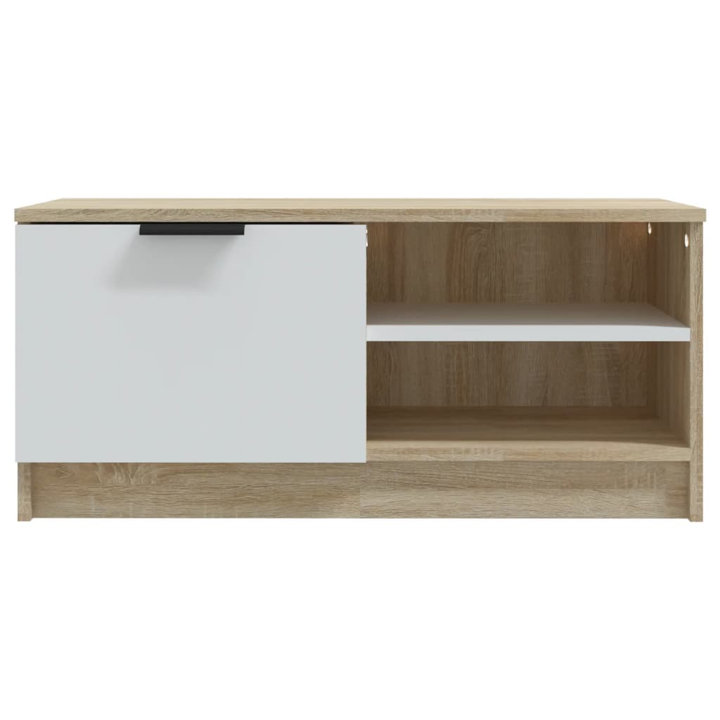 Έπιπλο Τηλεόρασης Λευκό/Sonoma Δρυς 80x35x36,5 εκ.Επεξ. Ξύλο