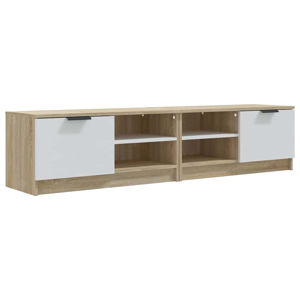 Έπιπλα Τηλ. 2 τεμ. Λευκά/Sonoma Δρυς 80x35x36,5 εκ Επεξ. Ξύλο
