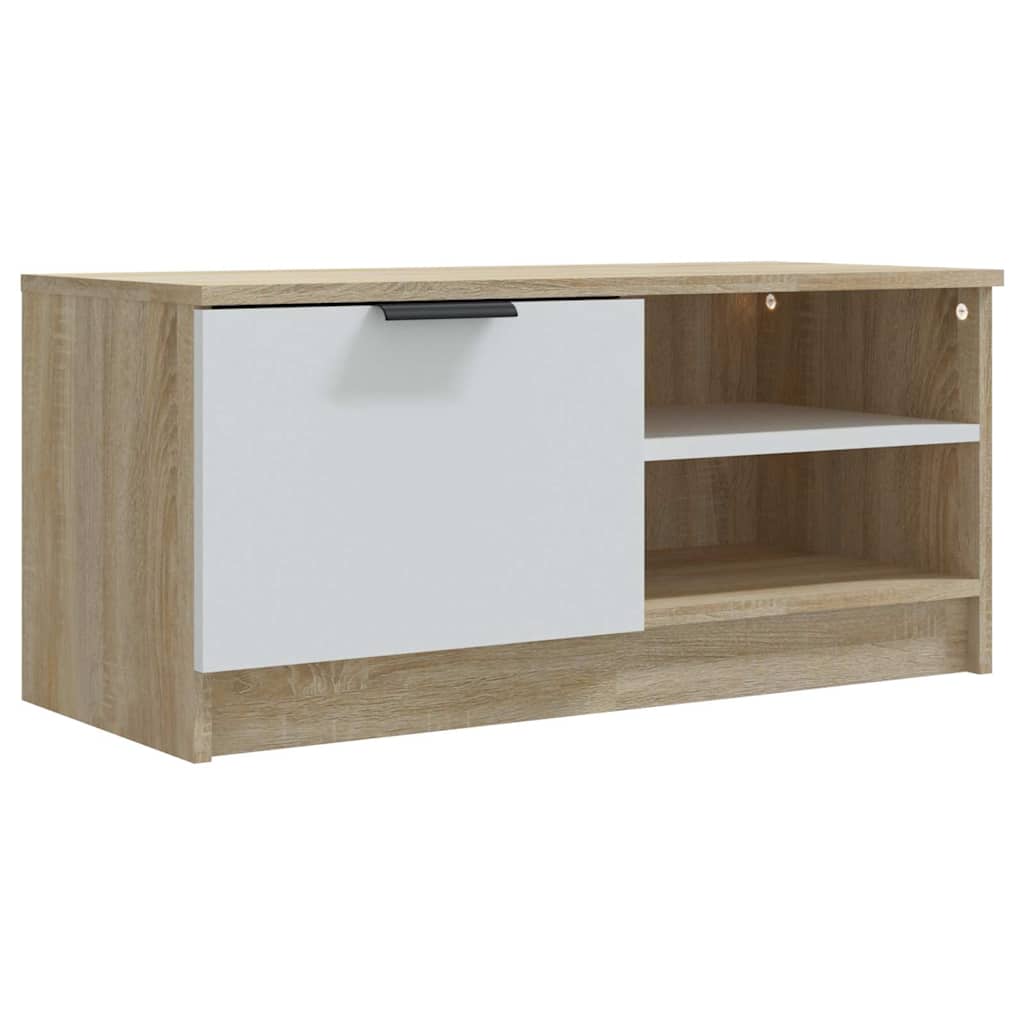 Έπιπλα Τηλ. 2 τεμ. Λευκά/Sonoma Δρυς 80x35x36,5 εκ Επεξ. Ξύλο