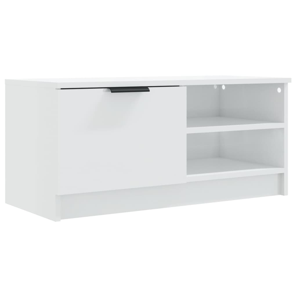 Έπιπλο Τηλεόρασης Γυαλ. Λευκό 80x35x36,5 εκ. Επεξεργασμένο Ξύλο - Pakobazaar