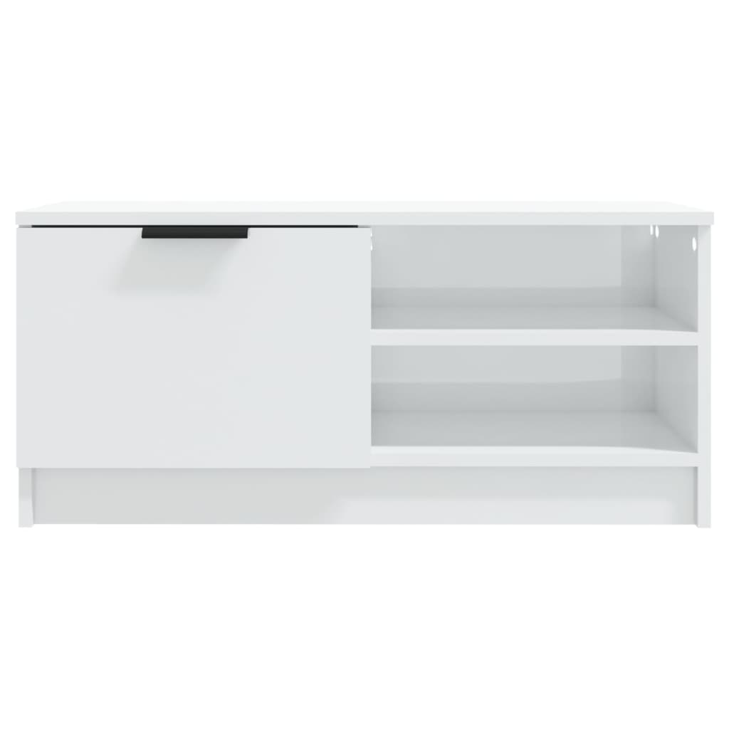 Έπιπλα Τηλεόρασης 2 τεμ. Γυαλιστ. Λευκό80x35x36,5εκ. Επεξ. Ξύλο