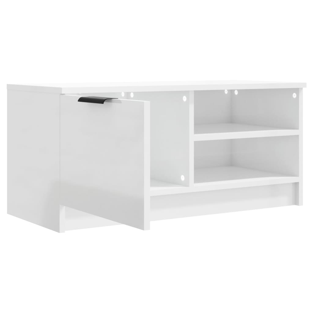 Έπιπλα Τηλεόρασης 2 τεμ. Γυαλιστ. Λευκό80x35x36,5εκ. Επεξ. Ξύλο