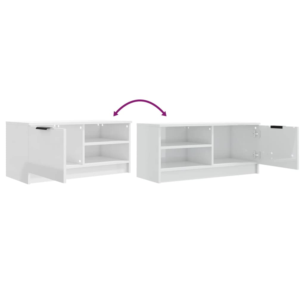 Έπιπλα Τηλεόρασης 2 τεμ. Γυαλιστ. Λευκό80x35x36,5εκ. Επεξ. Ξύλο