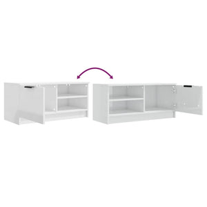 Έπιπλα Τηλεόρασης 2 τεμ. Γυαλιστ. Λευκό80x35x36,5εκ. Επεξ. Ξύλο