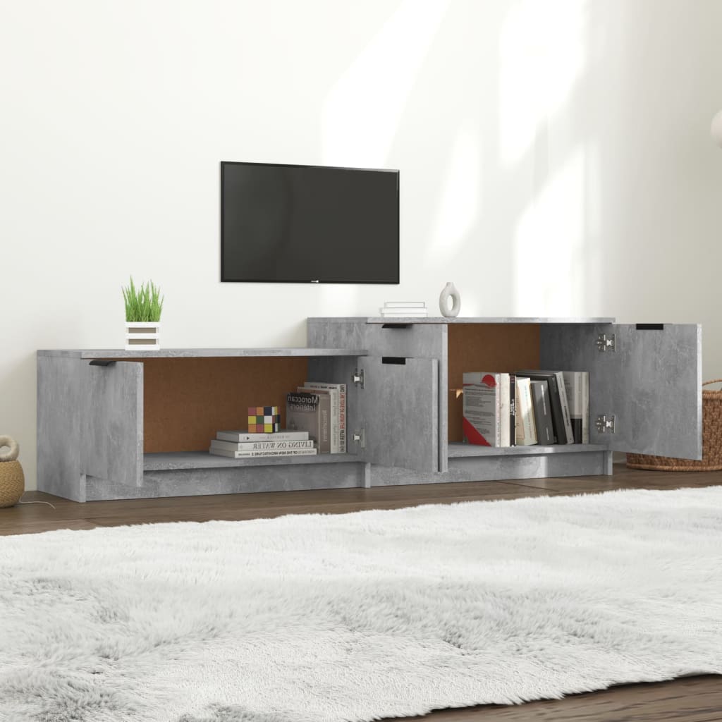Έπιπλο Τηλεόρασης Γκρι Σκυροδέματος 158,5x36x45 εκ. Επεξ. Ξύλο