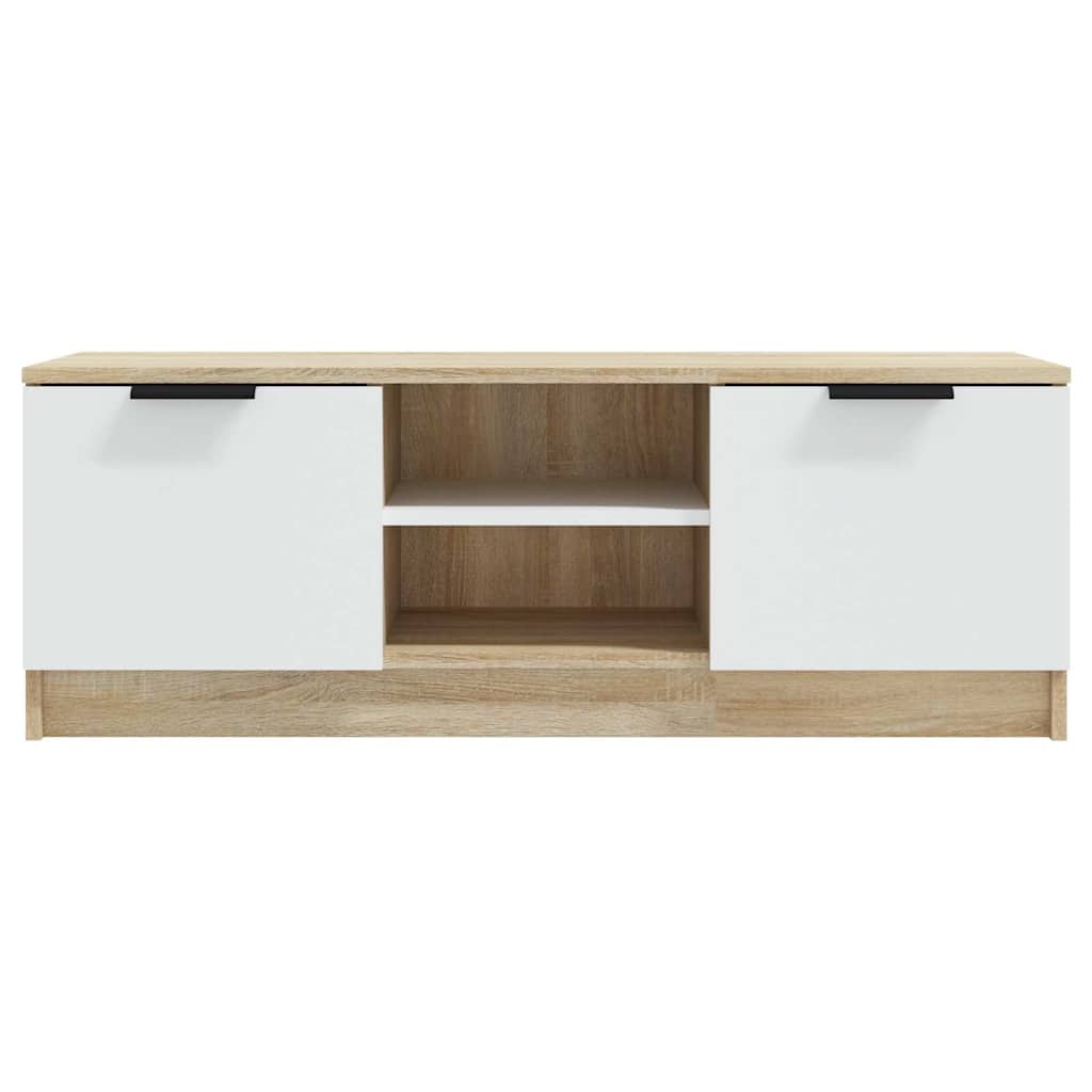 Έπιπλο Τηλεόρασης Λευκό/Sonoma Δρυς 102x35x36,5 εκ.Επεξ. Ξύλο
