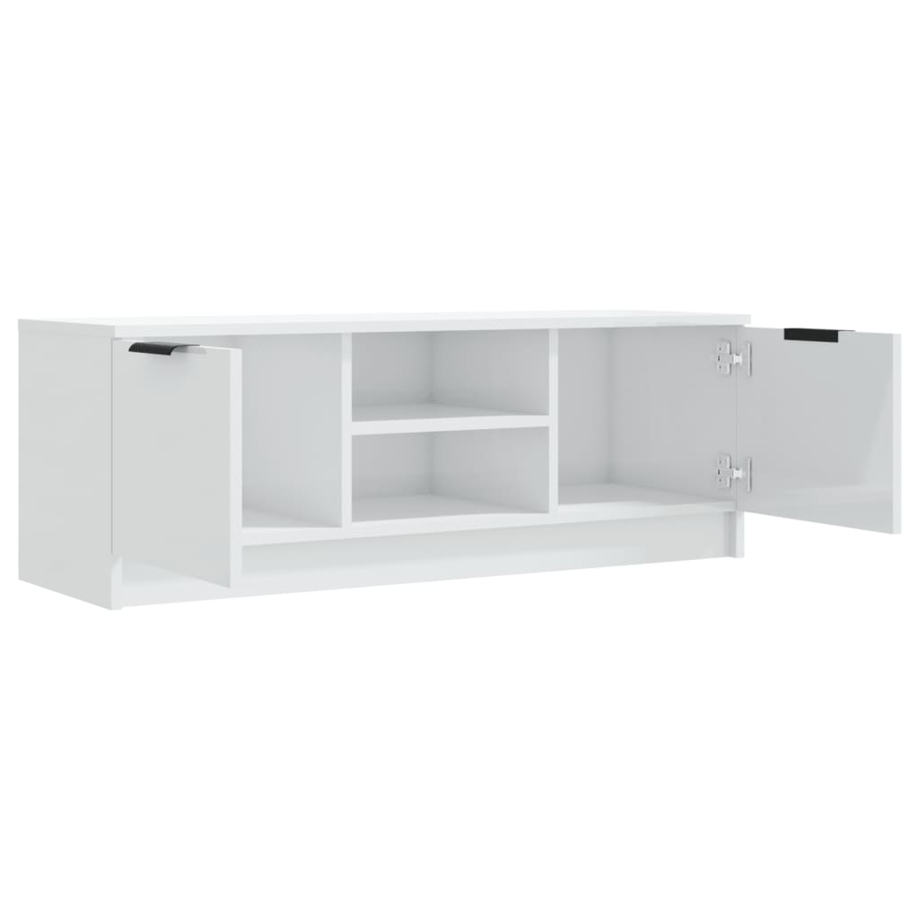 Έπιπλο Τηλεόρασης Γυαλ. Λευκό 102x35x36,5 εκ Επεξεργασμένο Ξύλο