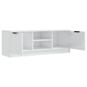 Έπιπλο Τηλεόρασης Γυαλ. Λευκό 102x35x36,5 εκ Επεξεργασμένο Ξύλο