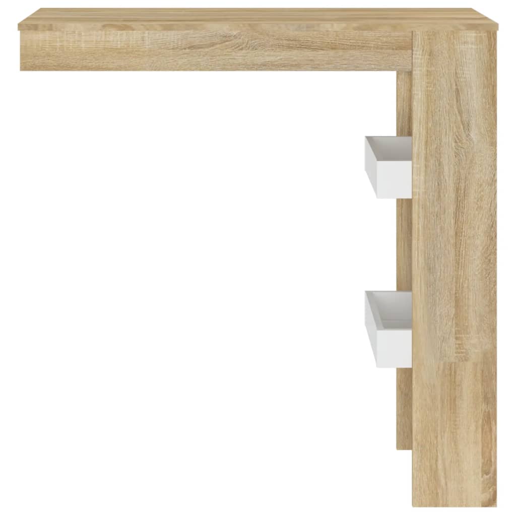 Τραπέζι Μπαρ Λευκό & Sonoma Δρυς 102x45x103,5 εκ. Επεξ. Ξύλο - Pakobazaar