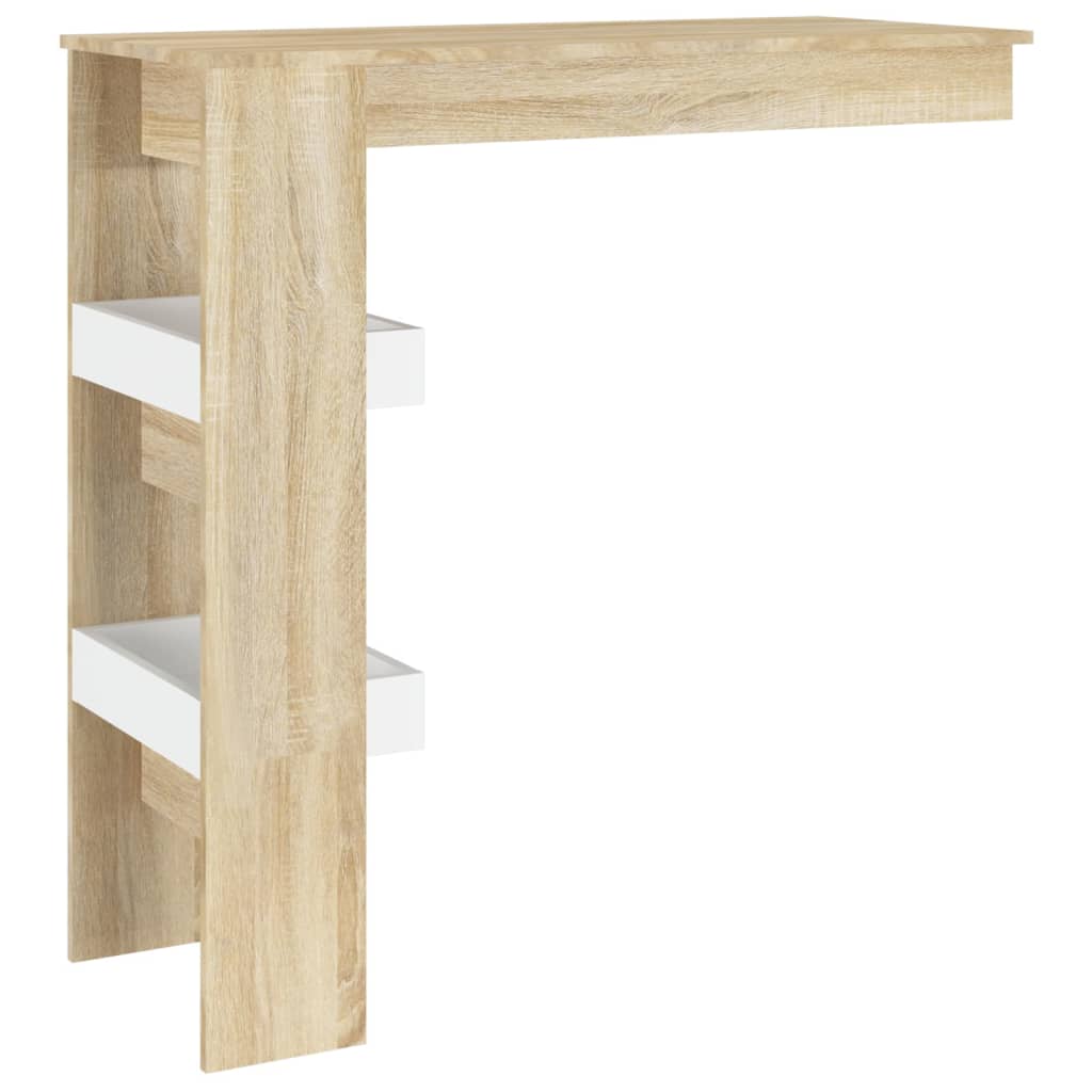Τραπέζι Μπαρ Λευκό & Sonoma Δρυς 102x45x103,5 εκ. Επεξ. Ξύλο - Pakobazaar