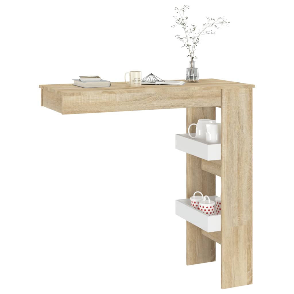 Τραπέζι Μπαρ Λευκό & Sonoma Δρυς 102x45x103,5 εκ. Επεξ. Ξύλο - Pakobazaar