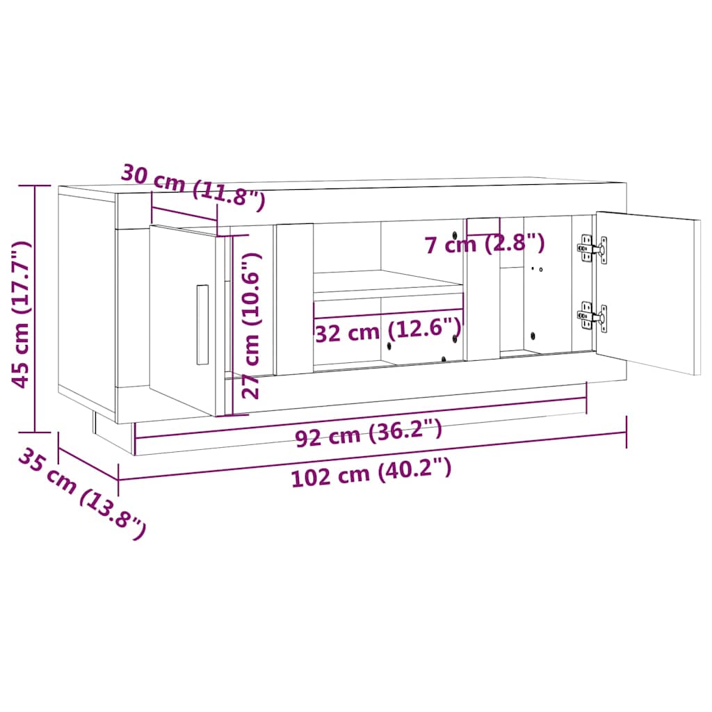 Έπιπλο Τηλεόρασης Μαύρο 102x35x45 εκ. Επεξεργασμένο Ξύλο