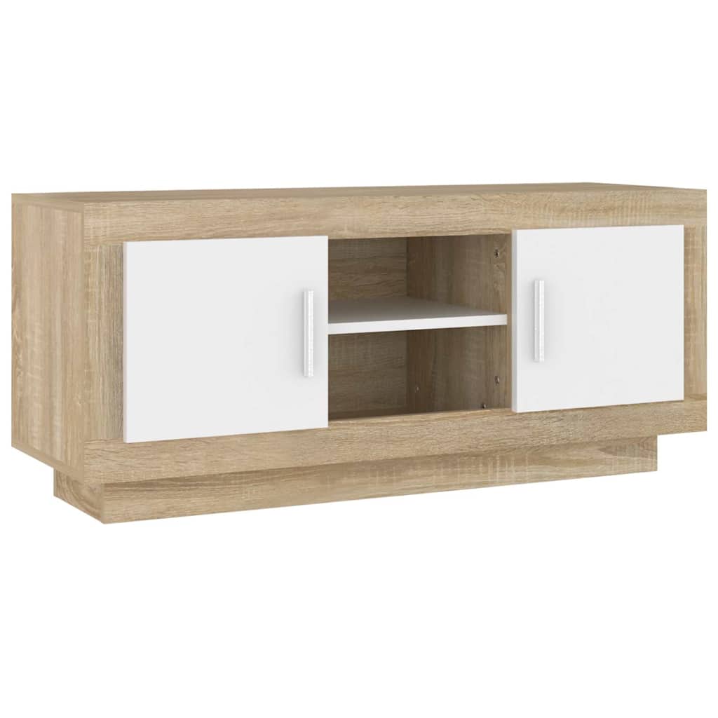 Έπιπλο Τηλεόρασης Λευκό/Sonoma Δρυς 102 x 35 x 45 εκ.Επεξ. Ξύλο - Pakobazaar