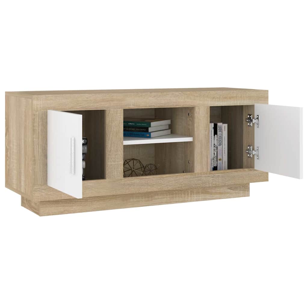Έπιπλο Τηλεόρασης Λευκό/Sonoma Δρυς 102 x 35 x 45 εκ.Επεξ. Ξύλο - Pakobazaar