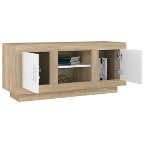 Έπιπλο Τηλεόρασης Λευκό/Sonoma Δρυς 102 x 35 x 45 εκ.Επεξ. Ξύλο - Pakobazaar