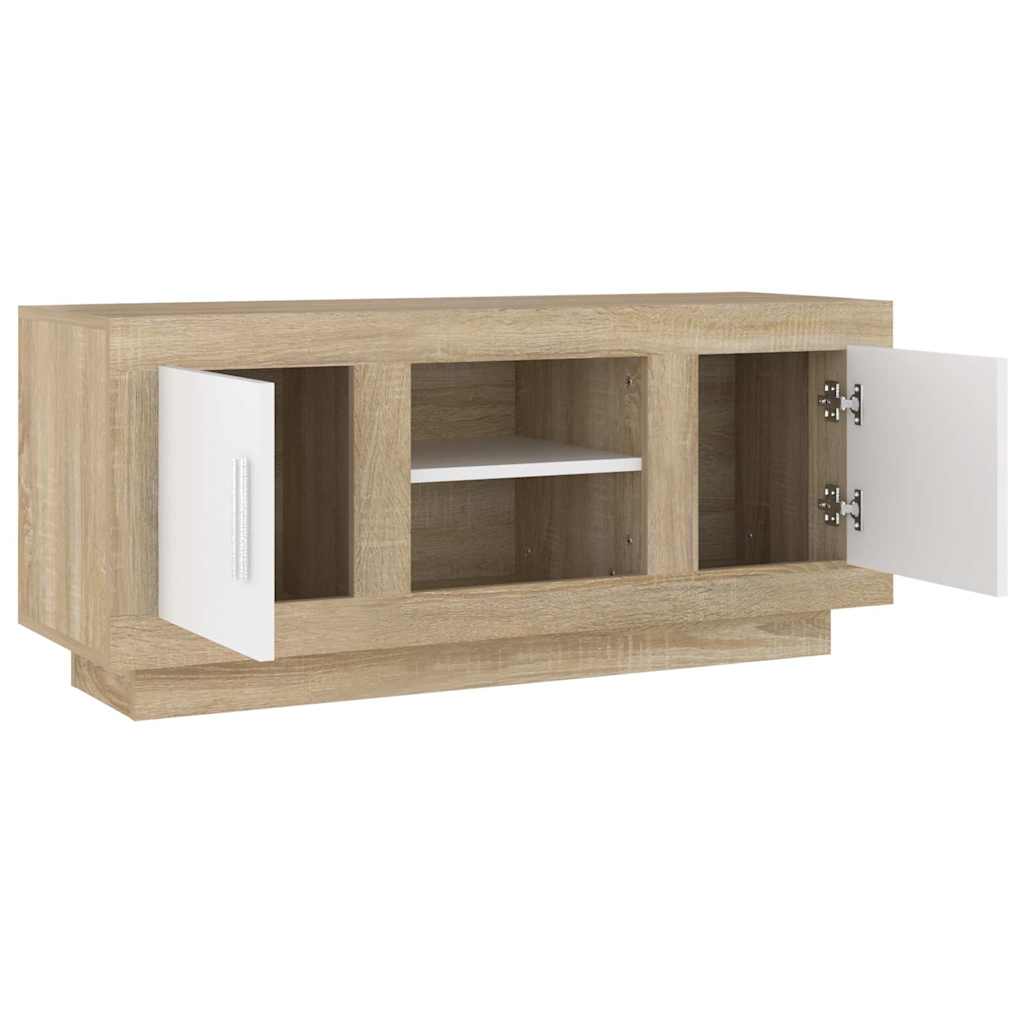 Έπιπλο Τηλεόρασης Λευκό/Sonoma Δρυς 102 x 35 x 45 εκ.Επεξ. Ξύλο - Pakobazaar