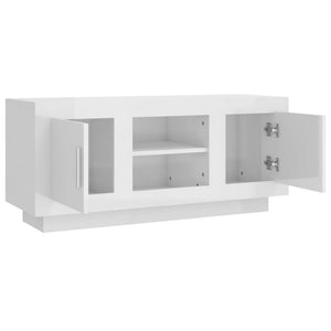 Έπιπλο Τηλεόρασης Γυαλ. Λευκό 102x35x45 εκ. Επεξεργασμένο Ξύλο