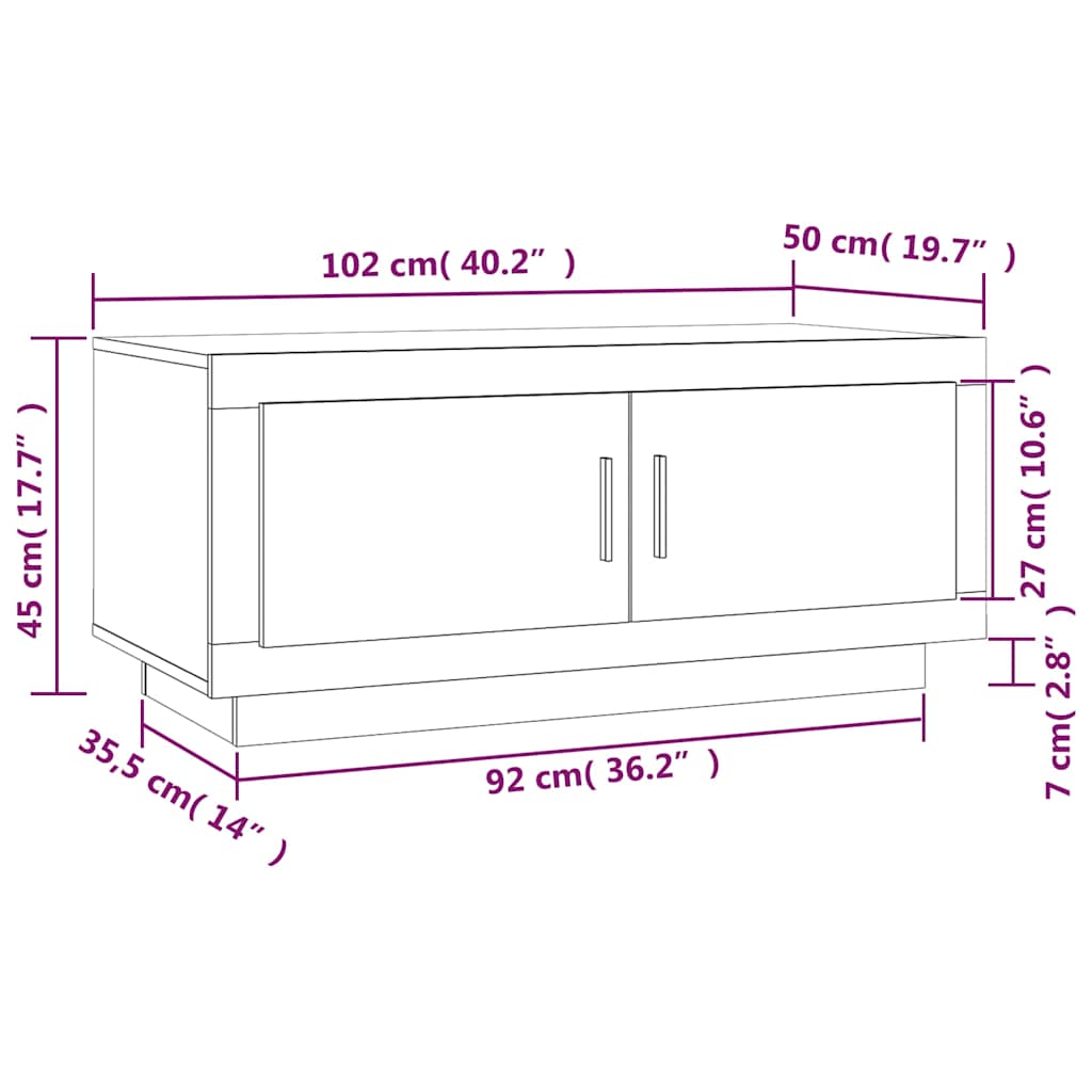 Τραπεζάκι Σαλονιού Λευκό & Sonoma Δρυς 102x50x45 εκ. Επεξ. Ξύλο