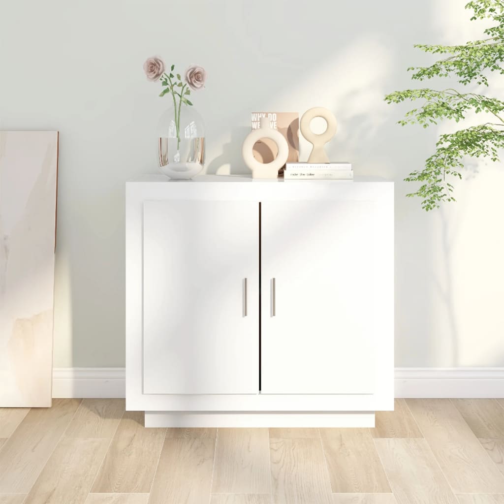 Συρταριέρα Γυαλιστερό Λευκό 80x40x75 εκ. Επεξεργασμένο Ξύλο