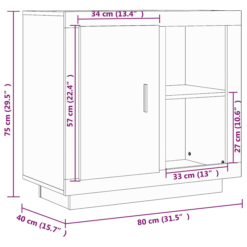 Συρταριέρα Λευκή/Sonoma Δρυς 80x40x75 εκ.