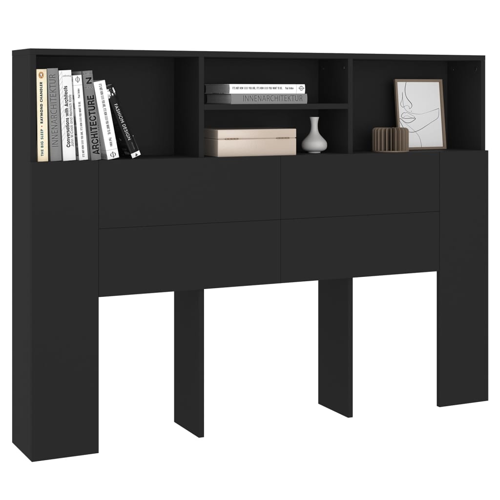 Κεφαλάρι Με Αποθηκευτικό Χώρο Μαύρο 140 x 19 x 103,5 εκ.