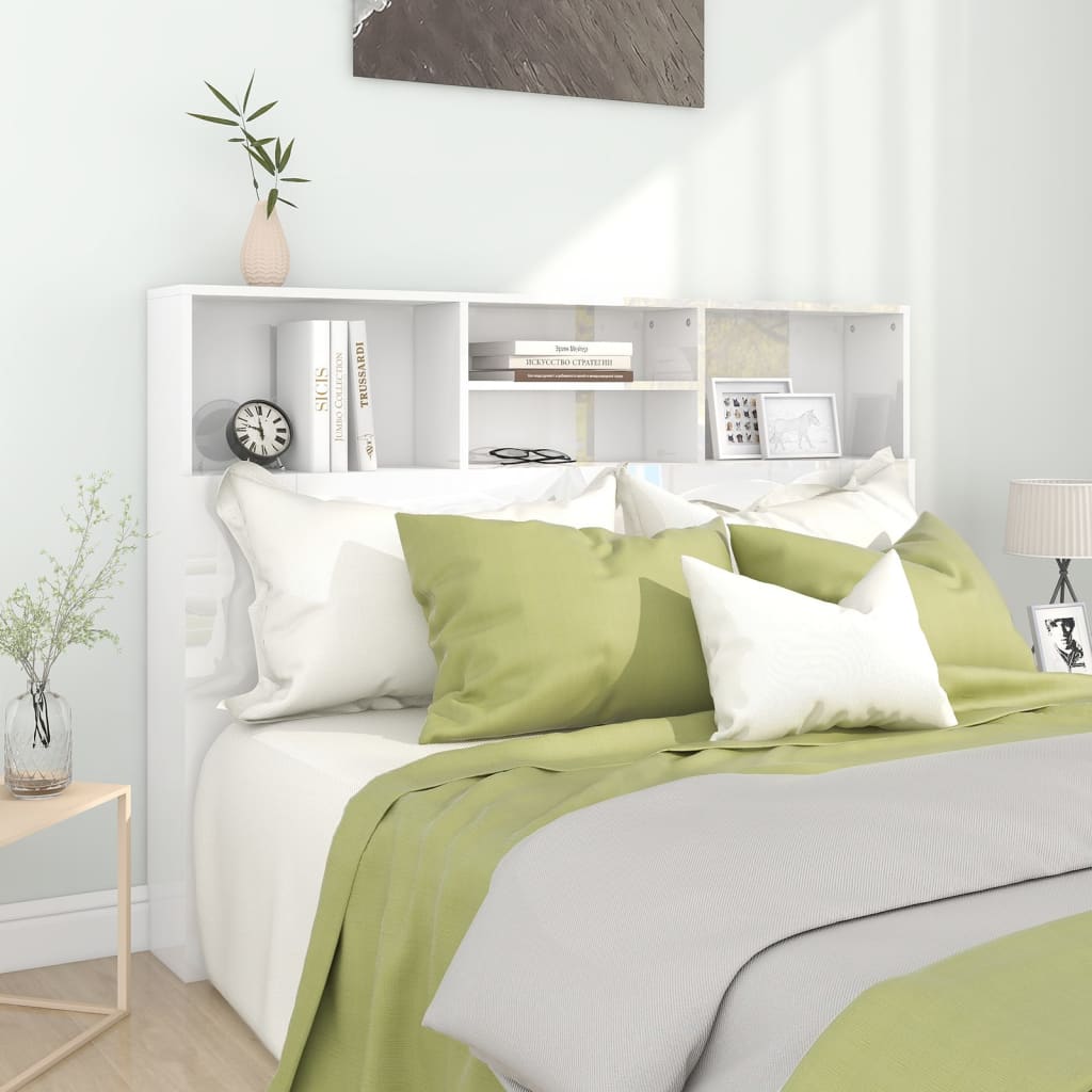Κεφαλάρι Με Αποθηκευτικό Χώρο Γυαλιστερό Λευκό 140x19x103,5 εκ. - Pakobazaar