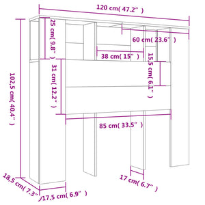 Κεφαλάρι Με Αποθηκευτικό Χώρο Μαύρο 120 x 18,5 x 102,5 εκ.