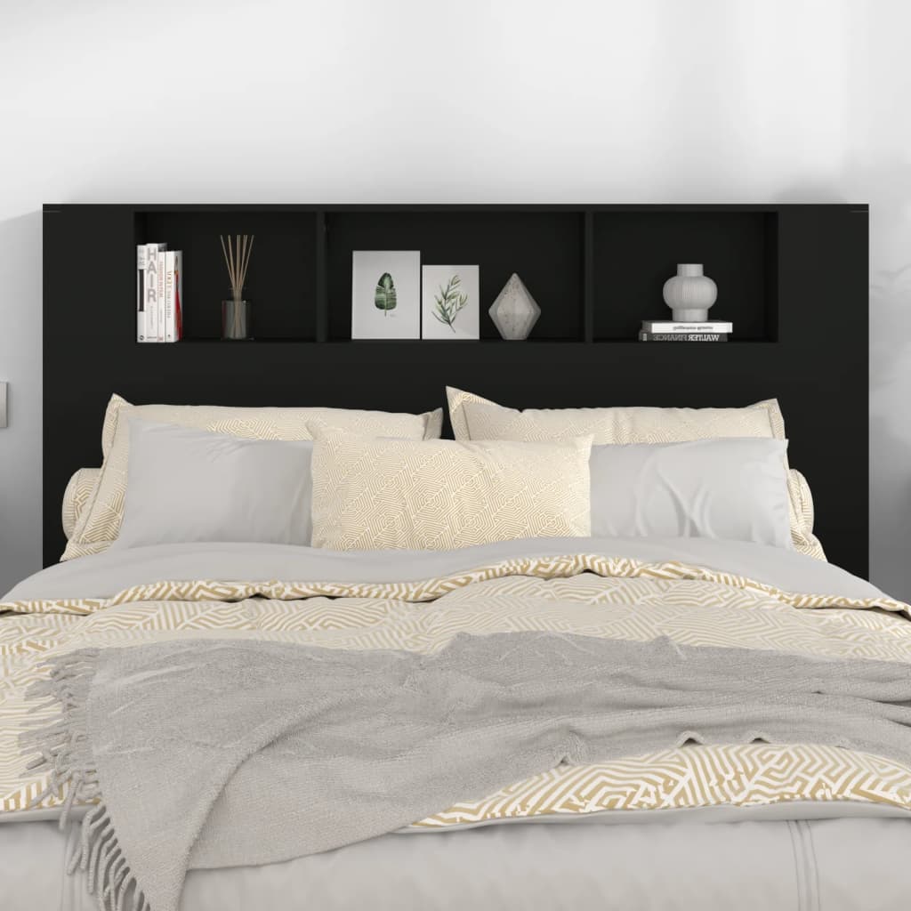 Κεφαλάρι Με Αποθηκευτικό Χώρο Μαύρο 160 x 18,5 x 104,5 εκ.