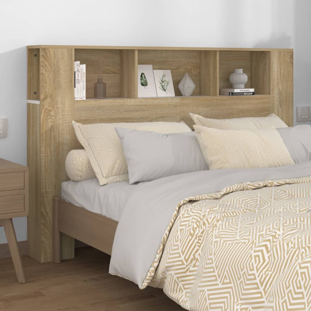 Κεφαλάρι Με Αποθ. Χώρο Λευκό/Sonoma Δρυς 160 x 18,5 x 104,5 εκ. - Pakobazaar