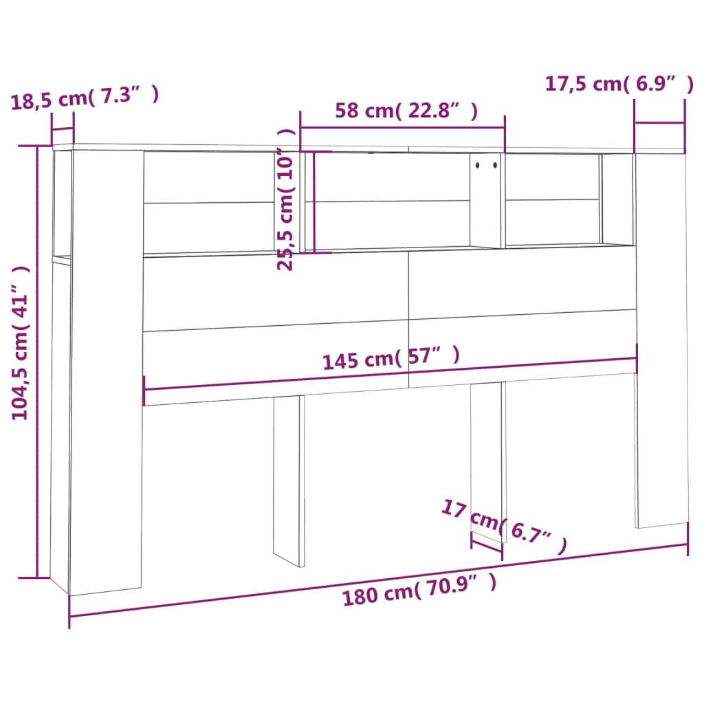 Κεφαλάρι Με Αποθηκευτικό Χώρο Μαύρο 180 x 18,5 x 104,5 εκ. - Pakobazaar