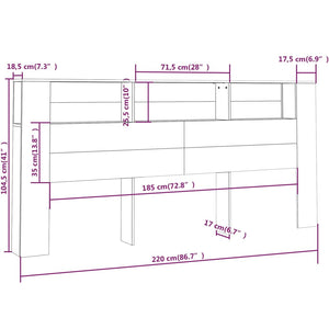 Κεφαλάρι Με Αποθ. Χώρο Γυαλιστερό Λευκό 220x18,5x104,5 εκ.