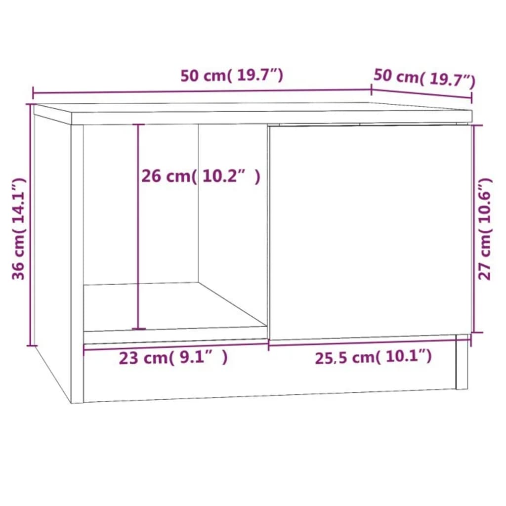 Τραπεζάκι Σαλονιού Γκρι Sonoma 50x50x36 εκ. Επεξεργασμένο Ξύλο - Pakobazaar