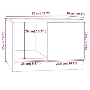 Τραπεζάκι Σαλονιού Καφέ Δρυς 50x50x36 εκ. Επεξεργασμένο Ξύλο