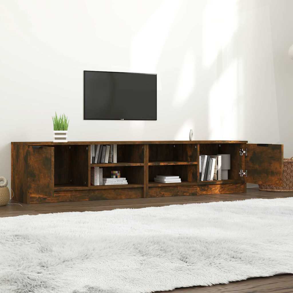 Έπιπλα Τηλεόρασης 2 τεμ. Καπνιστή Δρυς 80x35x36,5 εκ Επεξ. Ξύλο - Pakobazaar