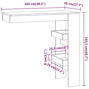 Τραπέζι Μπαρ Τοίχου Γκρι Sonoma 102x45x103,5 εκ. Επεξεργ. Ξύλο