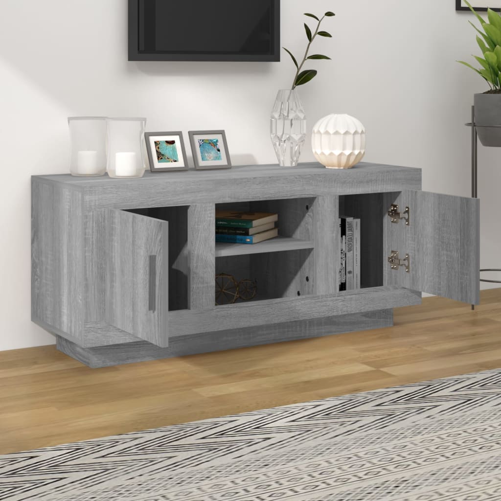 Έπιπλο Τηλεόρασης Γκρι Sonoma 102x35x45 εκ. από Επεξεργ. Ξύλο