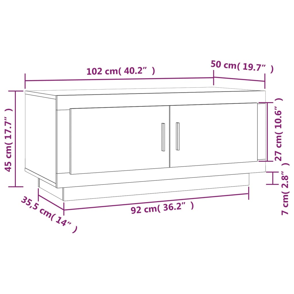 Τραπεζάκι Σαλονιού Γκρι Sonoma 102x50x45 εκ. Επεξεργασμένο Ξύλο