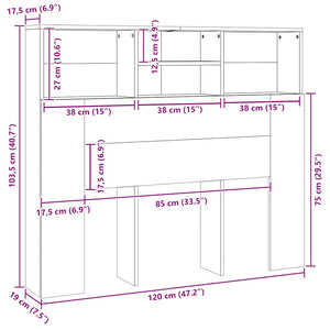 Κεφαλάρι Με Αποθηκευτικό Χώρο Καφέ Δρυς 120x19x103,5 εκ. - Pakobazaar