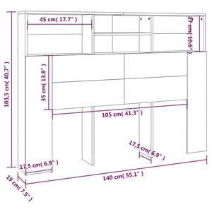 Κεφαλάρι Με Αποθηκευτικό Χώρο Γκρι Sonoma 140x19x103,5 εκ. - Pakobazaar