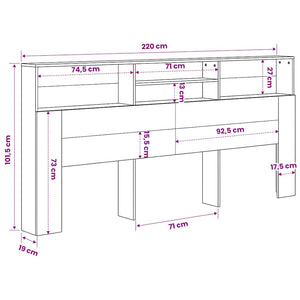 Κεφαλάρι Με Αποθηκευτικό Χώρο Καφέ Δρυς 220x19x101,5 εκ. - Pakobazaar