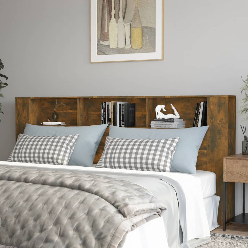 Κεφαλάρι Με Αποθηκευτικό Χώρο Καπνιστή Δρυς 220x18,5x104,5 εκ. - Pakobazaar